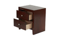 Brown Cherry 1Pc Nightstand Nickel Round Knob Transitional Style 2 Drawers Nightstand Bedside Table Rubberwood Brown Brown 2 Drawers Bedside Cabinet Bedroom Contemporary,Modern,Transitional