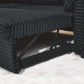 Corduroy Tufted Upholstered Sleeper Sectional Sofa, L Shaped Modular Convertible Sofa With Reversible Storage Chaise, Pull Out Sleep Couch Bed And Reclining Backrest Perfect For Living Space, Black Full Black Corduroy