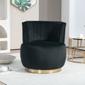 Coolmore 360 Degree Swivel Cuddle Barrel Accent Sofa Chairs, Round Armchairs With Wide Upholstered, Fluffy Velvet Fabric Chair For Living Room, Bedroom, Office, Waiting Rooms Black Foam Velvet