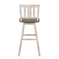 Pub Height Chairs Set Of 2, Distressed Gray And White 360 Degree Swivel Chair Solid Rubberwood Furniture, Vertical Slat Back Bar Chairs White Gray Dining Room Rustic Slat Back Solid Wood