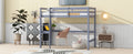 Twin High Loft Bed, Rubber Wood Loft Bed With Safety Guardrail, Built In Desk, Ladder,Grey Twin Grey Rubber Wood
