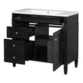 36'' Bathroom Vanity With Top Sink, Modern Bathroom Storage Cabinet With 2 Drawers And A Tip Out Drawer, Single Sink Bathroom Vanity Black Bathroom Solid Wood Mdf