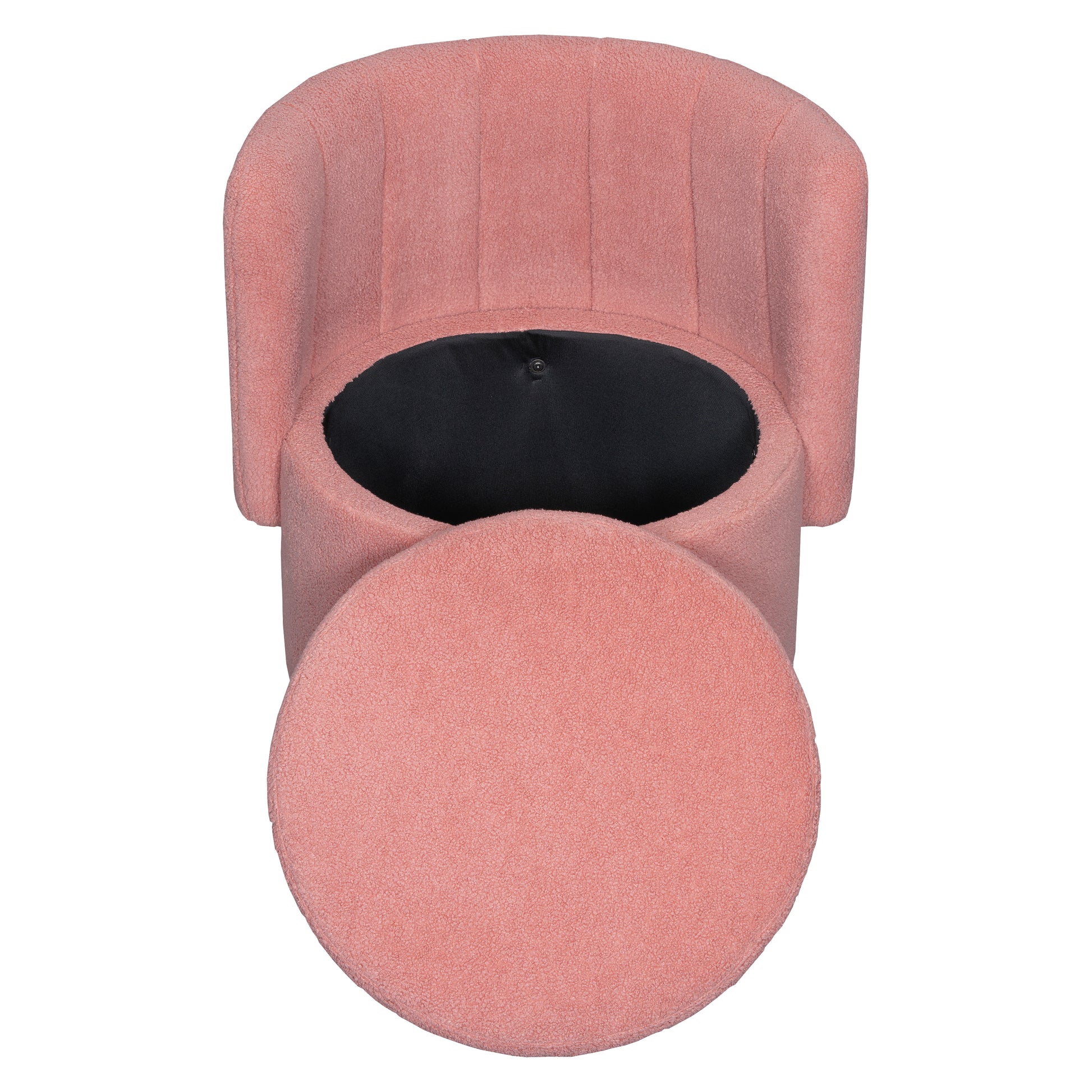 360 Degree Swivel Back Sofa Chair With Storage Space, Suitable For Bedroom And Living Room Pink Pink Boucle