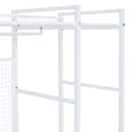 Open Style Wardrobe With Hanging Rails, Shelves And Drawers, White White Metal & Wood