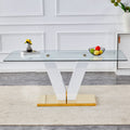 Large Modern Minimalist Rectangular Glass Dining Table For 4 8 People With 0.39