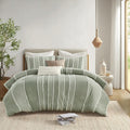 3 Piece Striped Cotton Duvet Cover Set King Multicolor Cotton