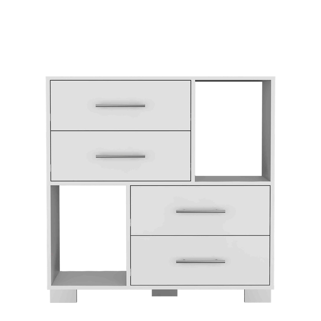 Krista Dresser, Two Open Shelves, Four Drawers White White Bedroom Modern Particle Board Particle Board