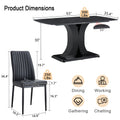 Faux Marble Dining Table Set With Convertible Base, Luxury Rectangular Kitchen Table For 6 8, Modern Black Faux Marble Dining Room Table With Mdf Base, Dining Table & 6 Chairs Metal Black Rectangular Mdf Glass