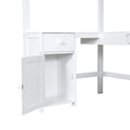 Twin Size Loft Bed With U Shaped Desk, Drawers And Storage Shelves, White Box Spring Not Required Twin White Wood Bedroom Solid Wood Mdf