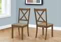 Dining Chair, Set Of 2, Side, Upholstered, Kitchen, Dining Room, Brown Fabric, Walnut Wood Frame, Transitional Beige Foam Polyester