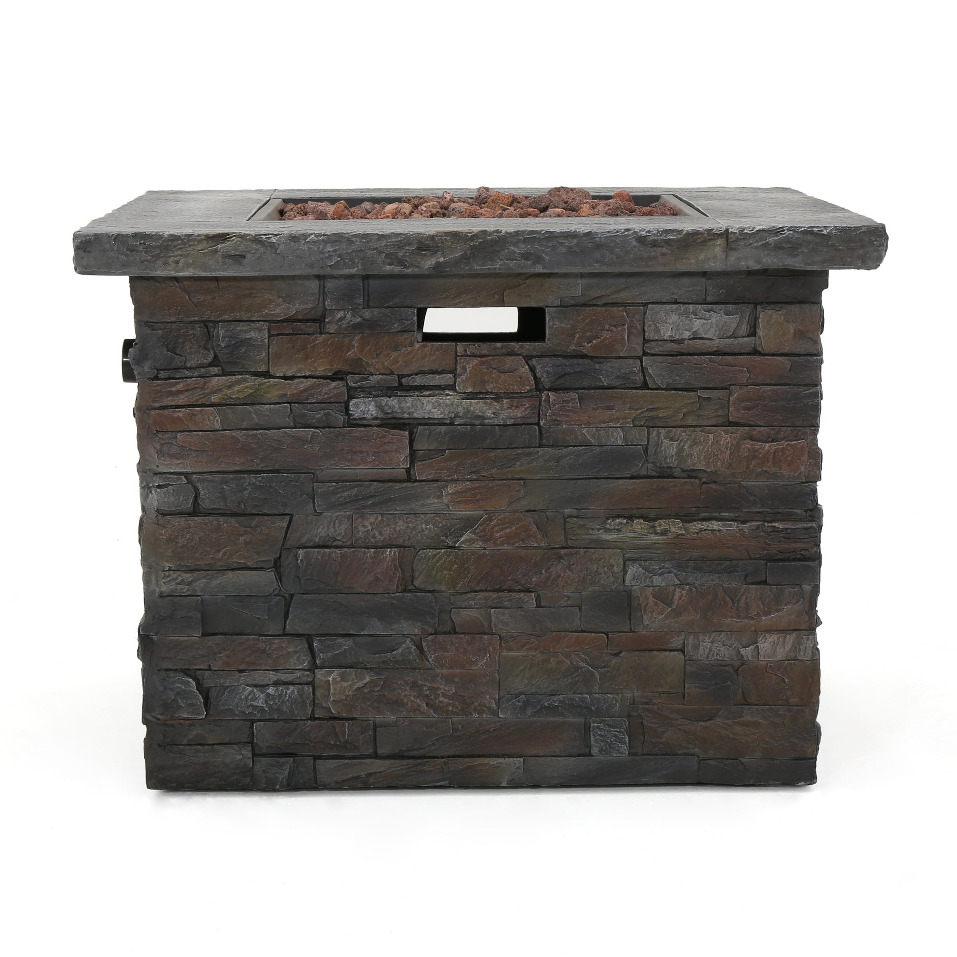 35" Square Mgo Fire Pit 40000 Btu Stone Gray Magnesium Oxide