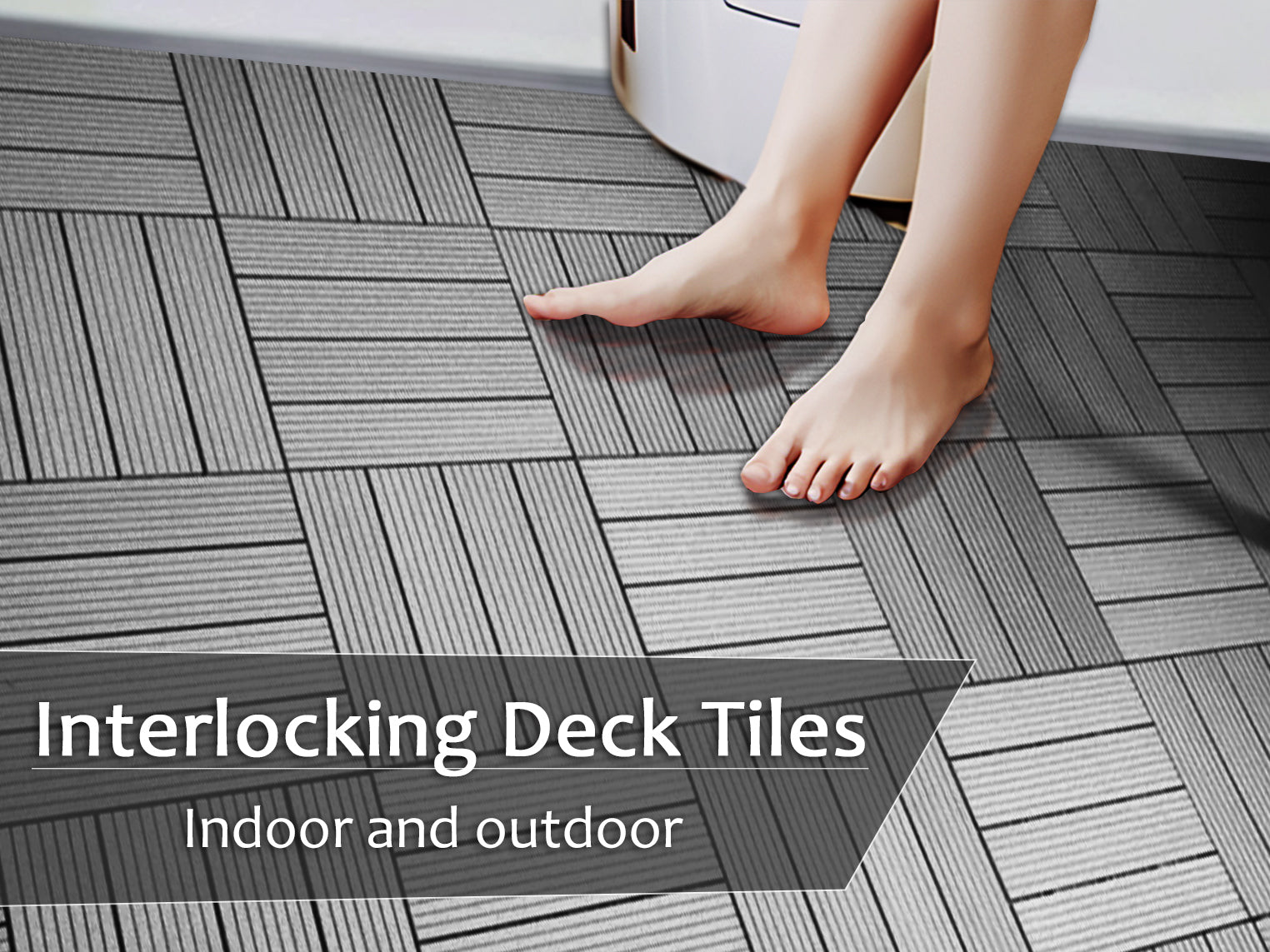 Wood Plastic Composite Deck Tiles Set Of 20Pcs, Composite Decking Resist Rust, Water, Weather, Indoor&Outdoor, Easy To Diy & Maintain, Ideal For Patios, Balconies, Rooftops, Decks, 12X12In Dark Grey Dark Grey Modern Plastic Wood Plastic