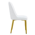 4 Modern Dining Chairs, Sleek Pu Leather Backrest, And Gold Metal Legs Bring A Comfortable Home Experience To The Kitchen, Bedroom, And Office. White Pu