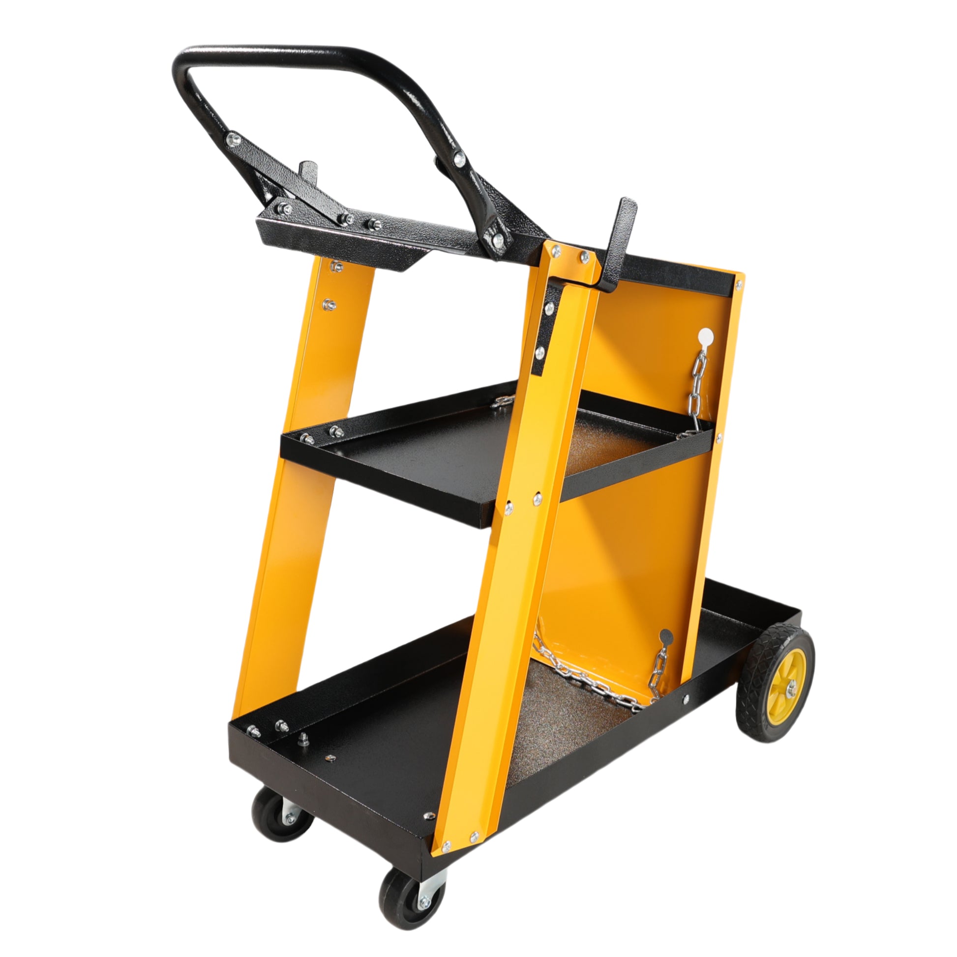 Multi Function 3 Tier Welding Cart. Gas Bottle And Accessory Storage.Welding Heavy Duty Cart For Tig Mig Welder And Plasma Cutter With Upgrade Handles And Increase Storage Space Tank Storage Yellow Black Garden & Outdoor Iron