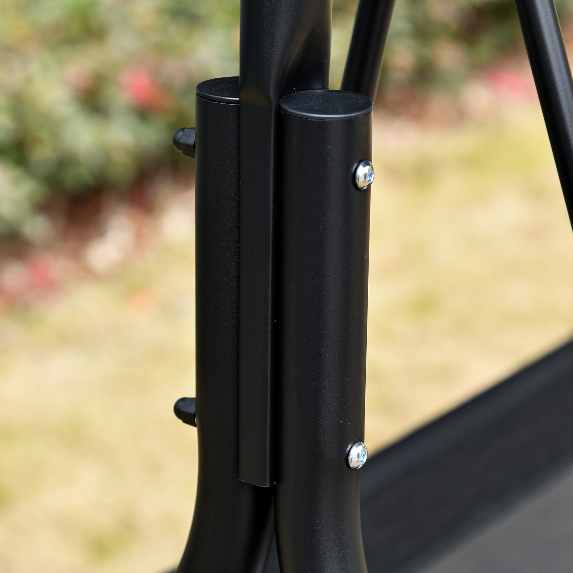 Outsunny Patio Swing Chair With Canopy, Seats 2 Adults Loveseat Bench With Adjustable Tilt Canopy, Armrests, A Frame Steel,Mesh For Backyard, Garden, Black Black Metal