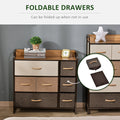 Homcom 7 Drawer Dresser, Fabric Drawers, 3 Tier Storage Organizer For Bedroom Entryway, Tower Unit With Steel Frame Wooden Top, Maple Wood Brown Mdf