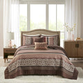 5 Piece Reversible Jacquard Bedspread Set Red King King Red Cotton