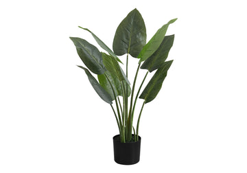 Artificial Plant, 37" Tall, Aureum Tree, Indoor, Faux, Fake, Floor, Greenery, Potted, Real Touch, Decorative, Green Leaves, Black Pot Green Foam Plastic