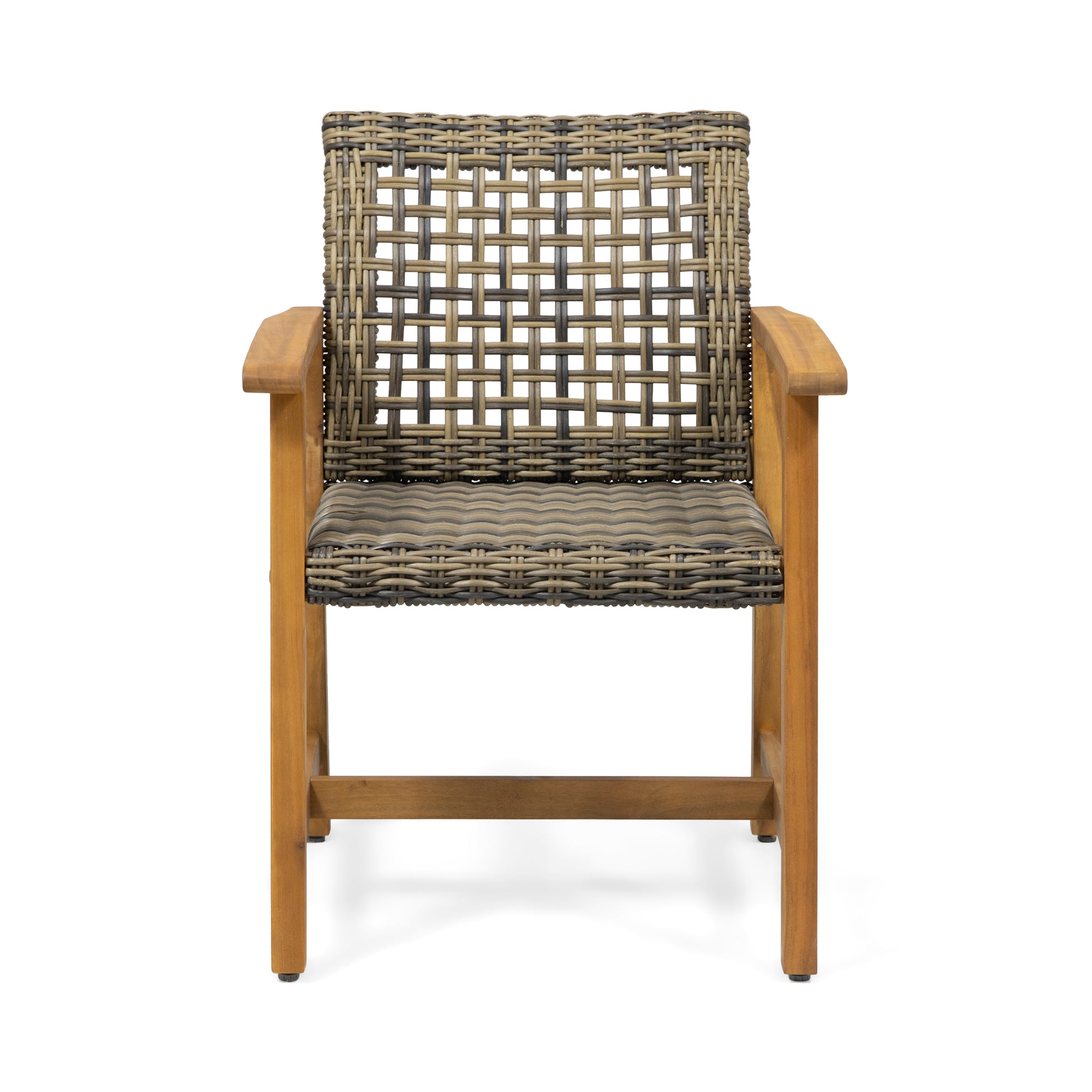 Hampton Wood And Wicker Dining Chair Set Of 2 Natural Stained Pe Rattan Iron