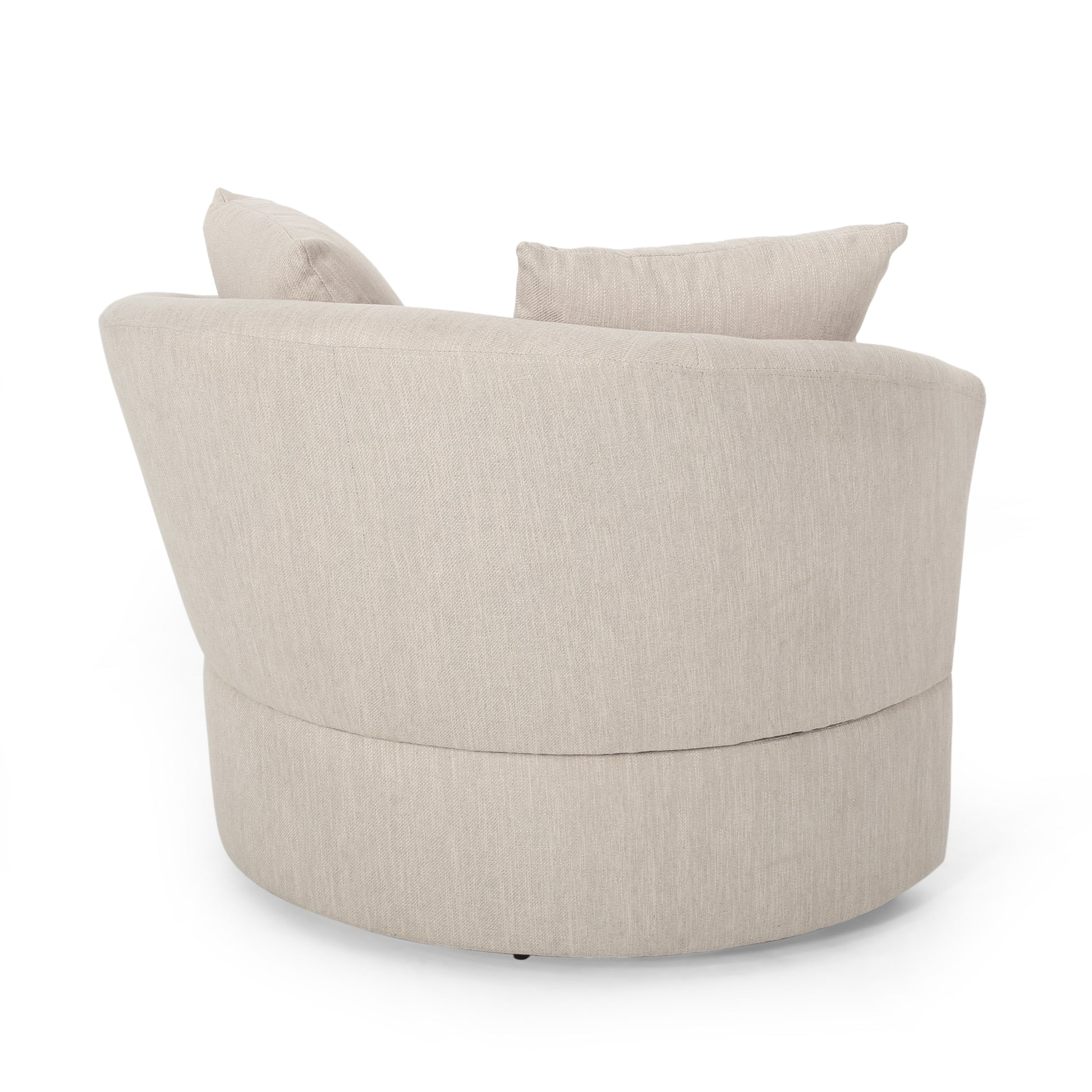 Swivel Club Chair Beige Brown Fabric