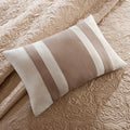 7 Piece Quilt Set With Euro Shams And Throw Pillows Beige Full Queen Full Beige Cotton