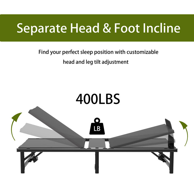 Adjustable Bed Frame,Twin Xl Size 2 Motor Design, Independent Head And Foot Incline, Zero Gravity, Tv And Head Tilt Presets, 450 Lbs Capacity Twin Xl Black Iron Bedroom American Design Bed Frame