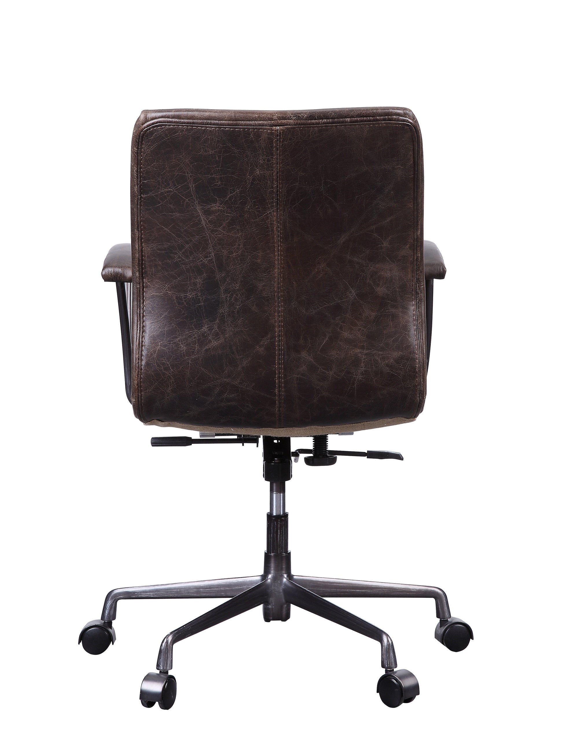 Distress Chocolate Swivel Office Chair With Casters Caster Solid Chocolate Office Office Chairs Solid Back Swivel Genuine Leather
