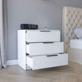 Kaia 3 Drawers Dresser, Superior Top White White Bedroom Modern Particle Board Particle Board