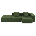 105.5'' L Shaped Modular Sectional Sofa,Minimalist Corduroy Floor Couch Set,Convertible Foam Filled Cloud Couch For Living Room,3 Pc Free Combination,No Assembly Required,3 Colors Green Corduroy 4 Seat