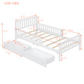 Twin Size Wood Platform Bed With Guardrails On Both Sides And Two Storage Drawers ,White Twin White Wood