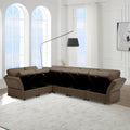 L Shaped Modular Sectional Corner Sofa Couch, 6 Seat Modular Sectional Sofa With Chaise For Living Room, Adjustable Arms And Backs Brown Brown Polyester 6 Seat