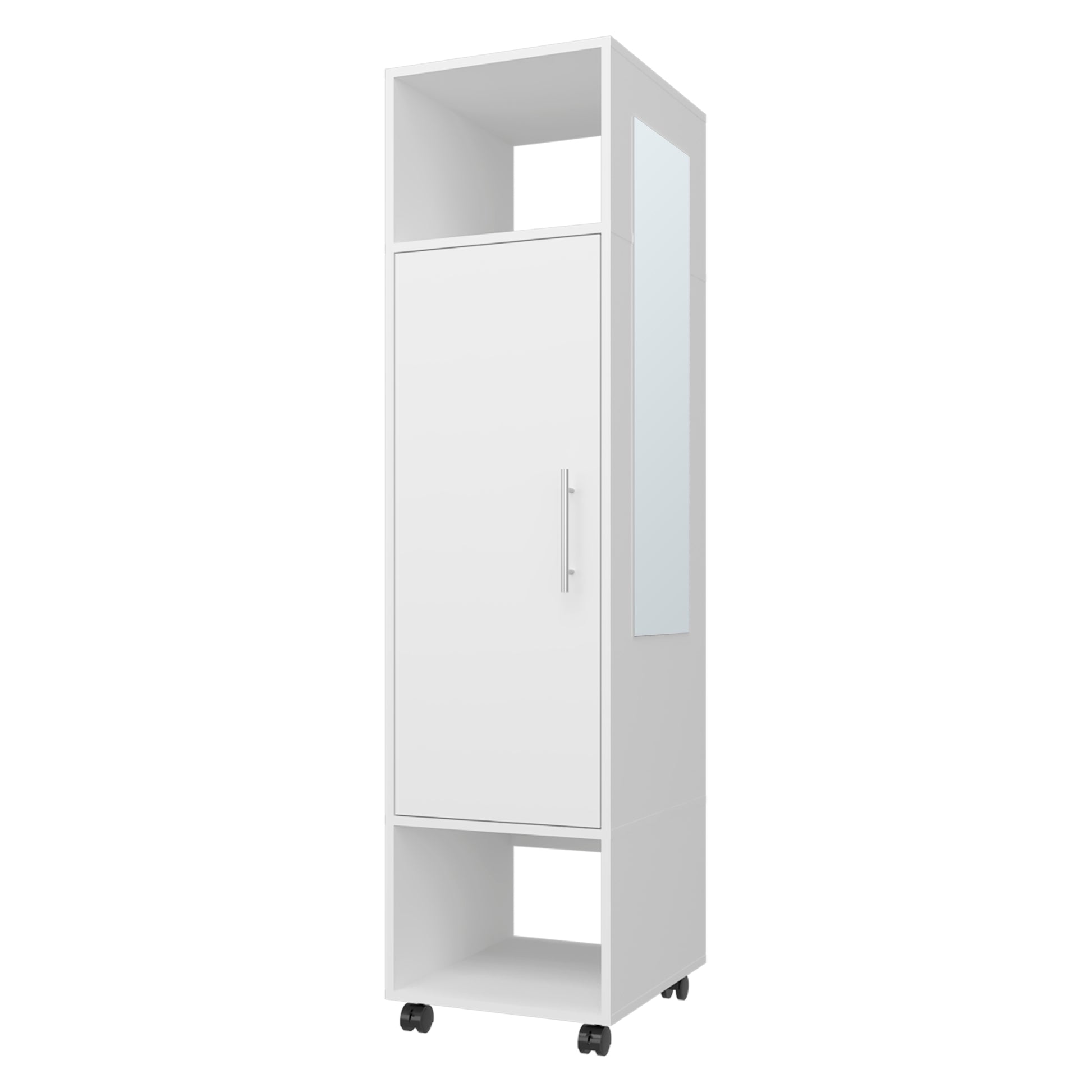 Summit Wardrobe In Melamine With Mirror,Door And Open Storage White Bedroom Contemporary,Modern Particle Board Melamine