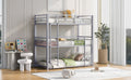 Metal Twin Size Triple Bunk Bed, Silver Old Sku: Sm000230Aan 1 Box Spring Not Required Twin Silver Metal Bedroom Metal