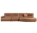 147.24'' Oversied Modern Sectional Curved Shaped Sofa Couch For Living Room,Upholstered 5 Seat Sofa Eco Leather Couch Set,Brown Brown Foam 5 Seat