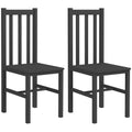 Homcom Farmhouse Armless Dining Chairs, Set Of 2 With Slat Back, Black Black Pine