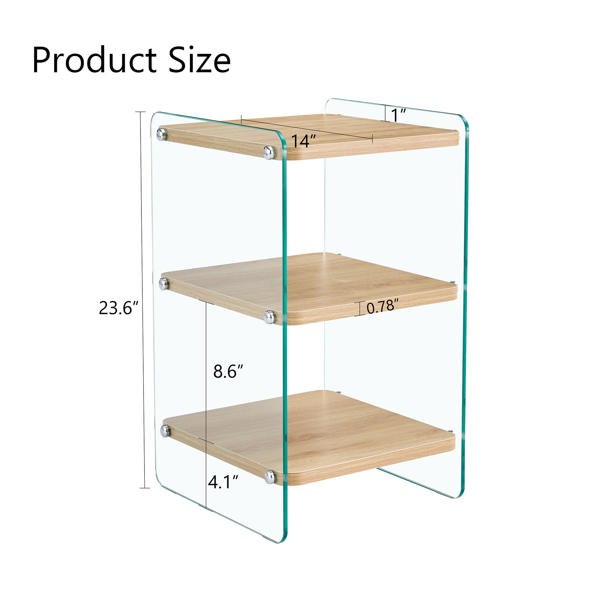 Three Layer Bedside Cabinet.The Board Is Made Of Mdf With Wooden Stickers, With Transparent Tempered Glass On Both Side.The Design Is Simple And Elegant, With Powerful Storage Function.Storage Cabinet Wood Mdf Glass