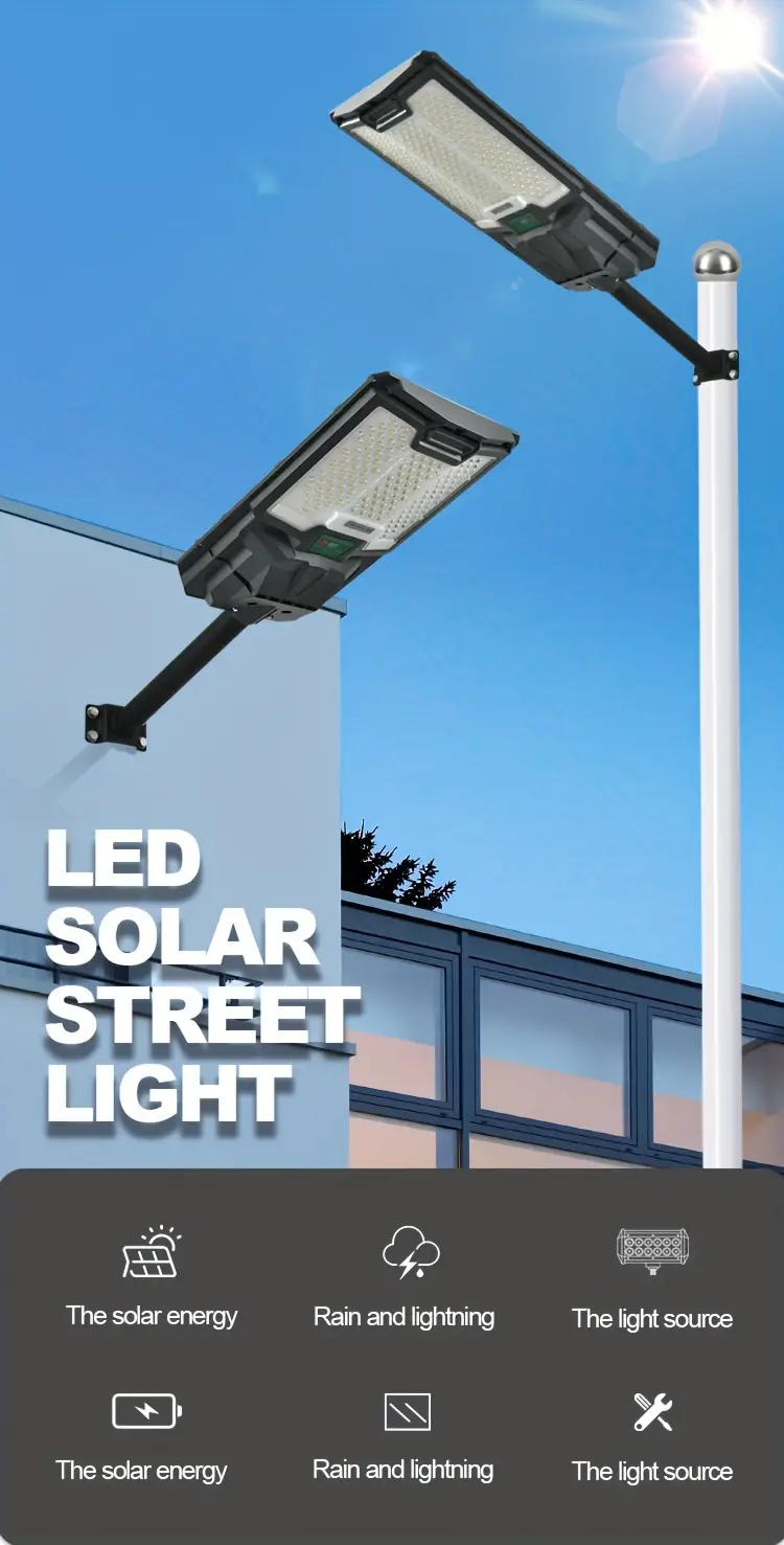 Solar Street Lights Outdoor, Parking Lot Lights With 66Pcs Led Beadsip65 Waterproof Solar Flood Lights, Dusk To Dawn Solar Lights For Garden, Street Side Road,Courtyard Villa,City Square Black White Modern,Sporty,Vintage Metal