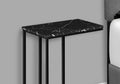 Accent Table, C Shaped, End, Side, Snack, Living Room, Bedroom, Black Marble Look Laminate, Black Metal, Contemporary, Modern Black Particle Board