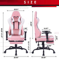 Game Chair, Ergonomiy Designed Computer Chair With Headrest And 2D Armrests, Waist Pillow Electronic Lounge Chair With Vibration Massage Function, Competitive Chair Iron Pink Cotton Leather