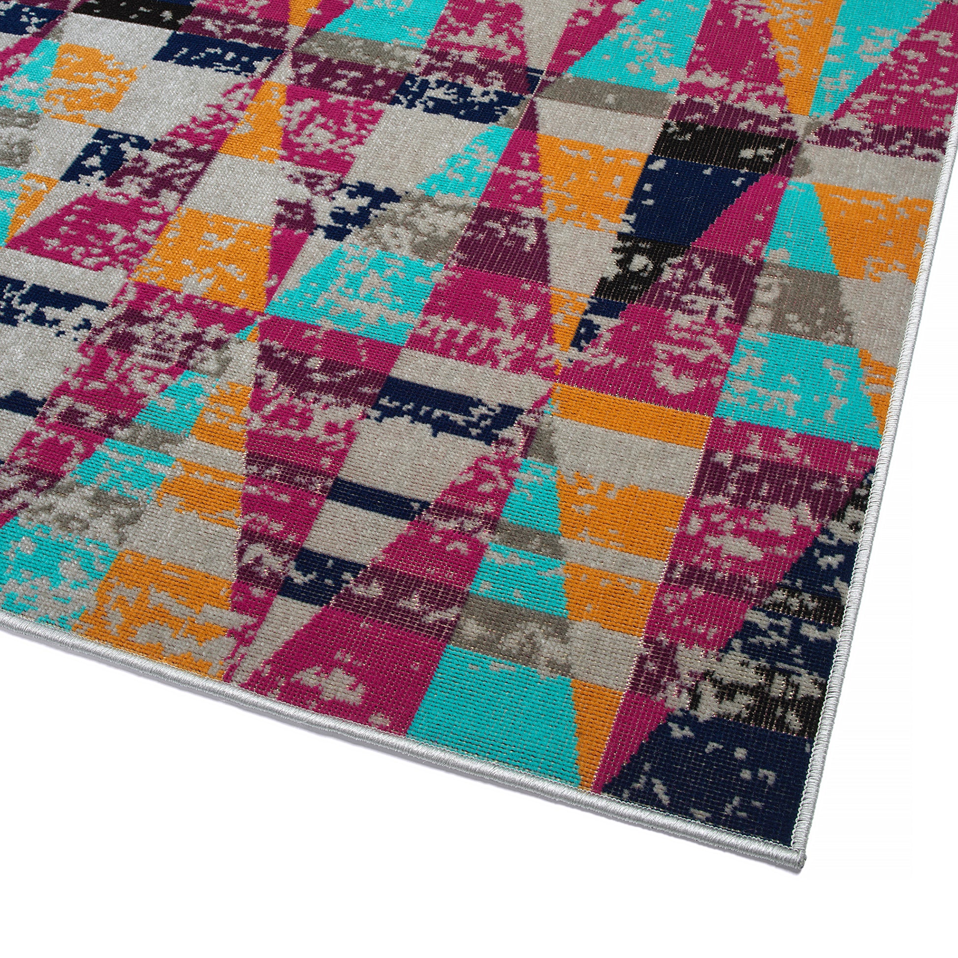 Modern, Geometric, Geometric, Kids, Textured Cut Pile 2' X 3' Rectangle Throw Rug Multi Polypropylene