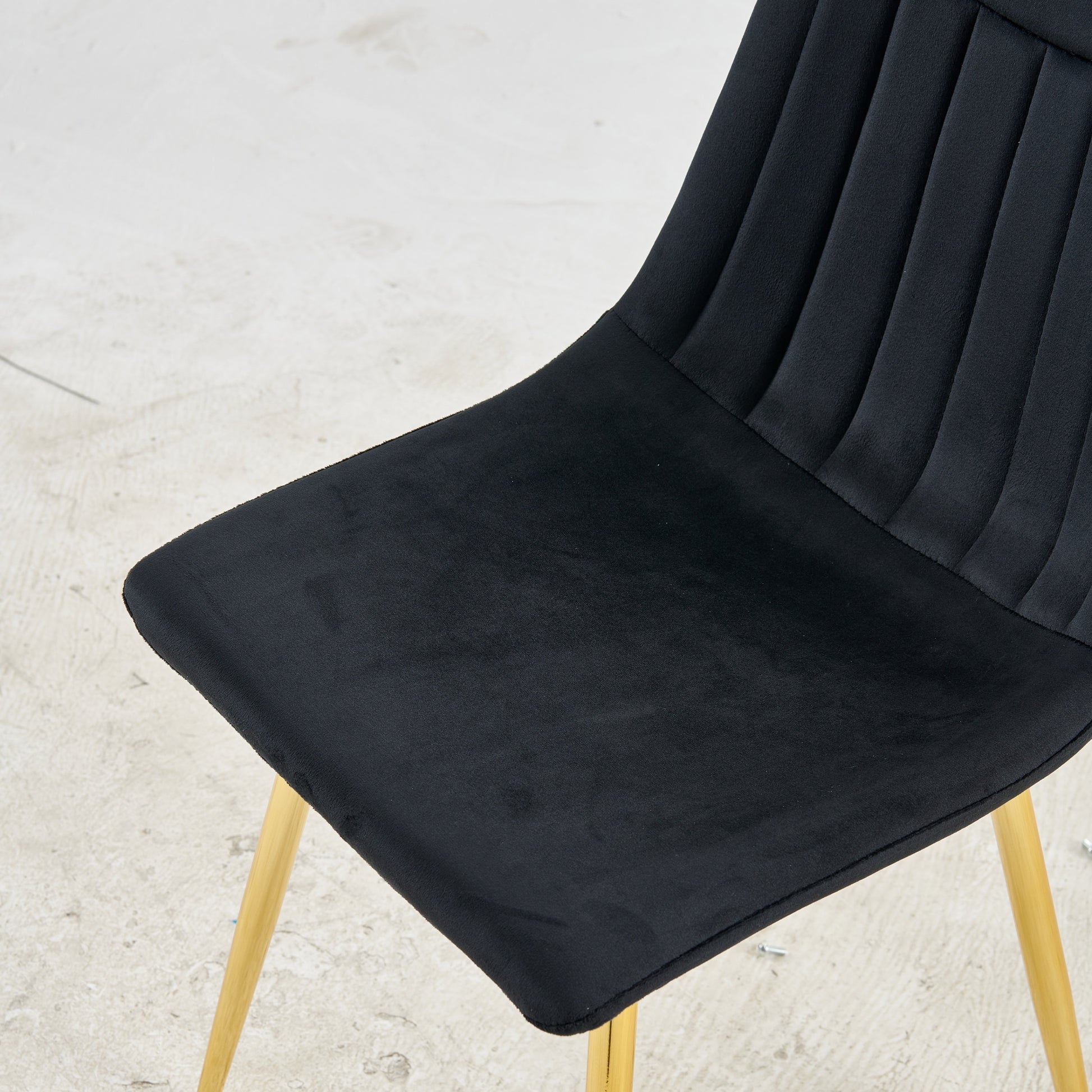 Golden Leg And Black Seat Chair,Set Of 4,Dining Chair,Coffee Chair Gold Black Metal