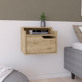 Floating Nightstand, Modern Dual Tier Design With Spacious Single Drawer Storage, Macadamia Brown Solid Wood Mdf Engineered Wood