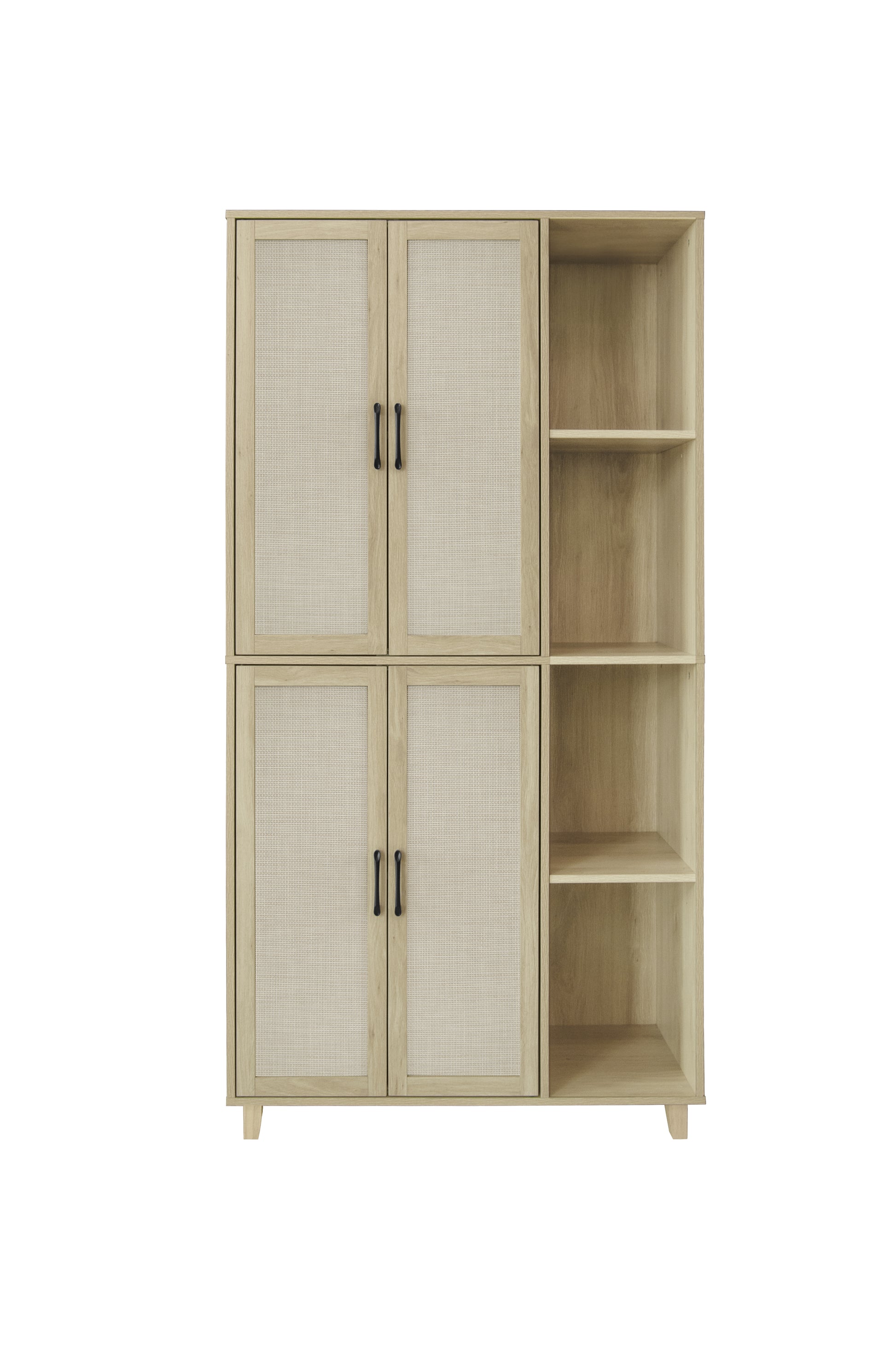 4 Door Cabinet With 4 Shelves With 4 Adjustable Inner Shelves, Storage Cabinet Natural Mdf