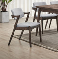Modern 7Pc Dining Set Ash Walnut Finish Dining Table 6X Side Chairs Foam Cushion Fabric Upholstery Unique Back Design Wood Dining Room Rubberwood Rectangular Dining Table With Chair Upholstered Chair Wood Walnut Solid Back Seats 6