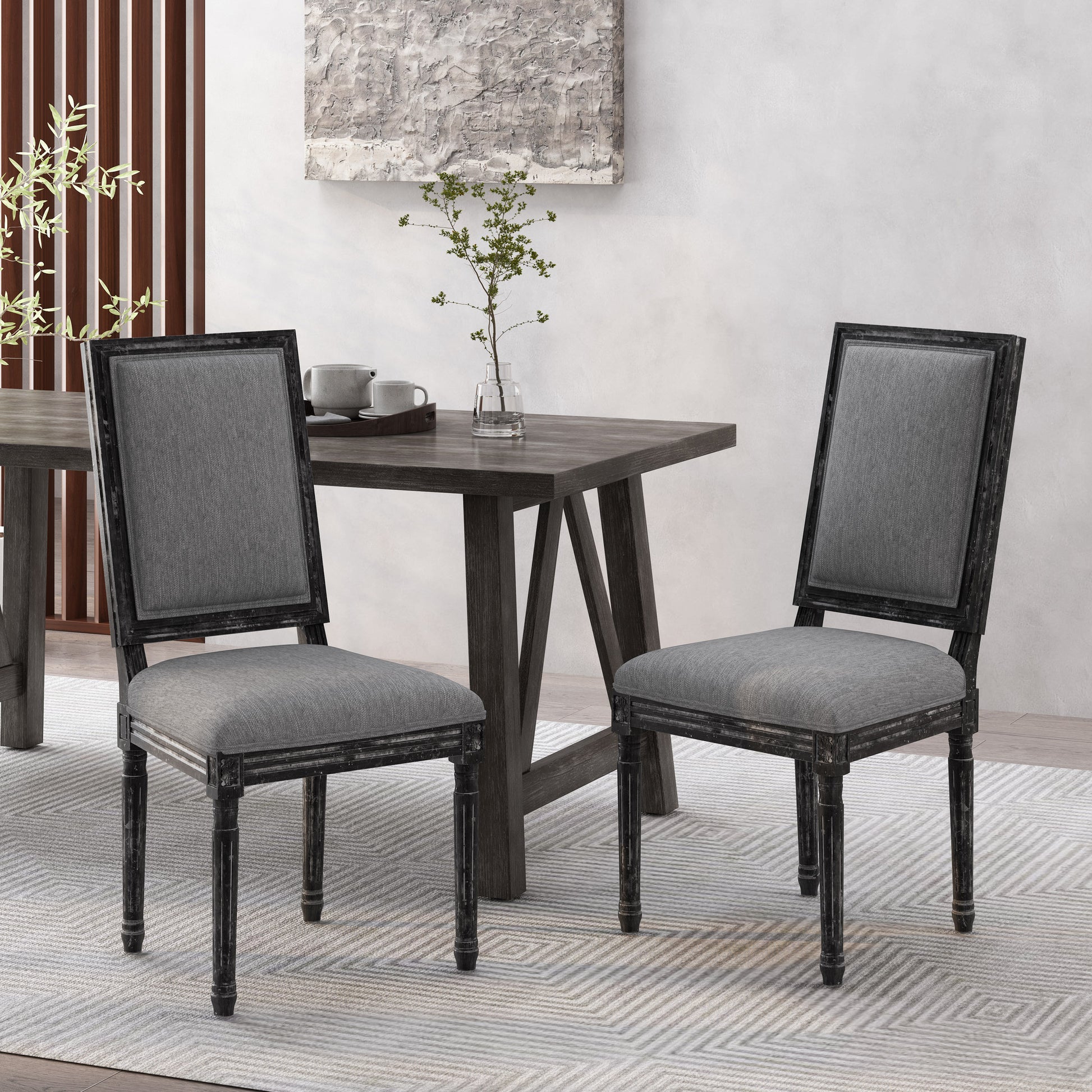 Dining Chair Grey Fabric