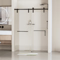 60 In. W X 76 In. H Frameless Soft Closing Shower Door, Single Sliding Shower Door, 5 16