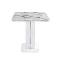 Tables And Chairs Set, Modern Minimalist Style White Marble Pattern Table, Bar Table. Can Rotate And Adjust The Lifting Bar Chair 360 . Pet Backrest And Pu Leather Seat Cushion.Bt 1280Lc 011 White Mdf