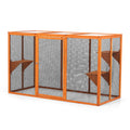 Detachable Cat Enclosure With Waterproof Roof And 3 Jumping Platforms, Orange Orange Wood