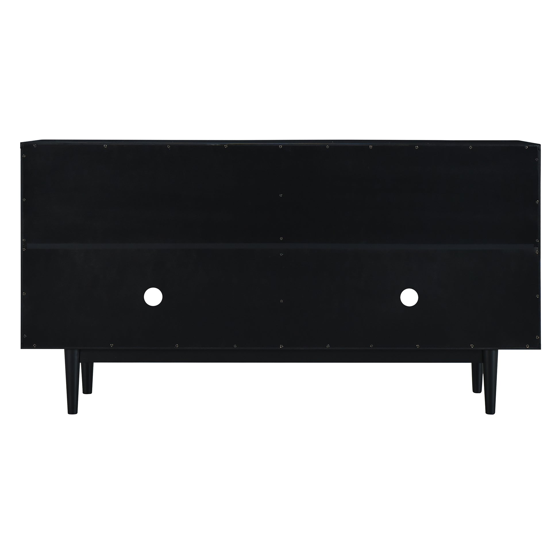 Modern 4 Door Sideboard With Convex Pattern Doors And 2 Silver Handle For Living Room, Dining Room, Kitchen Black Black Mdf