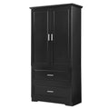 Tall Bathroom Storage Cabinet, Cabinet With Two Doors And Drawers, Adjustable Shelf, Mdf Board, Black Black Mdf